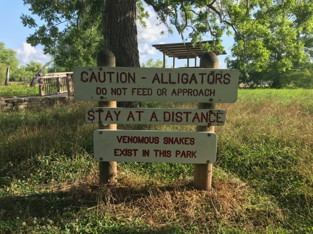 Caution Alligators Brazos Bend State park Texas